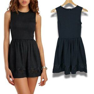 AQUA Black Ponte Fit and Flare Dress SMALL